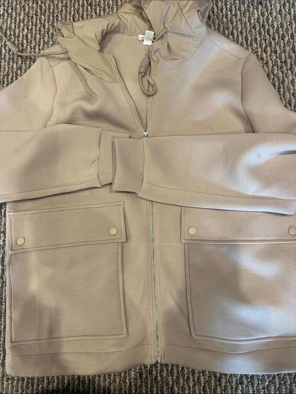 Tribal Taupe Hooded Zip Utility Jacket